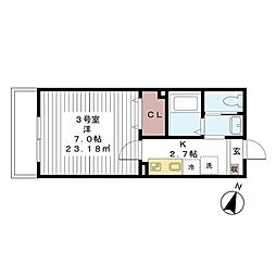 リブフラット小岩 1Kの間取図画像