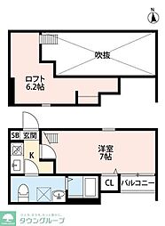 リバーグラス幕張 1Kの間取図画像