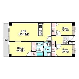 テラスレジデンス船橋夏見 3LDKの間取図画像