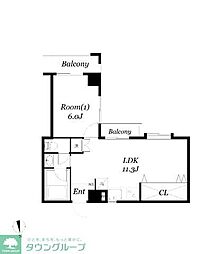 第6メゾンド・ヨシノ 1LDKの間取図画像
