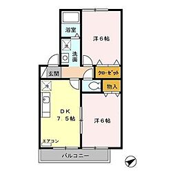アベニュー 2DKの間取図画像