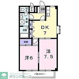 フロイデガルテンB 2DKの間取図画像