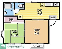 アメニティスウィート 2DKの間取図画像