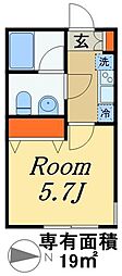フェリスヴィラ船橋 1Kの間取図画像