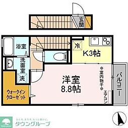 グランメール 1Kの間取図画像