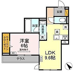 DーClair 1LDKの間取図画像