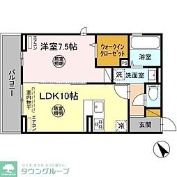 D-ROOM花園 1LDKの間取図画像