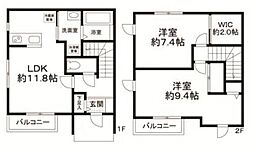 ハーモニーコート1 2LDKの間取図画像