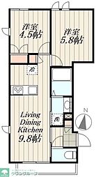 プレシディオ千川 2階2LDKの間取り