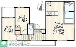 プレシディオ千川 3階2LDKの間取り