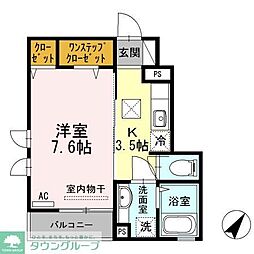 プランドール・メゾン北町 1階1Kの間取り