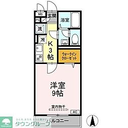 東武東上線 上板橋駅 徒歩9分の賃貸アパート 2階1Kの間取り