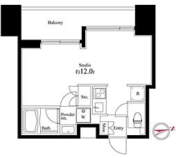 スクエアガーデン池袋 5階1Kの間取り