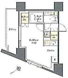 プライムメゾン板橋 16階ワンルームの間取り