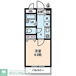 パルムドールハイム 3階1Kの間取り