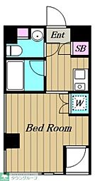 東武東上線 北池袋駅 徒歩1分の賃貸マンション 2階ワンルームの間取り