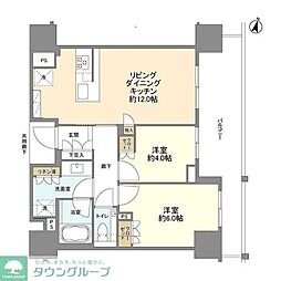 ブランズ本郷 5階2LDKの間取り