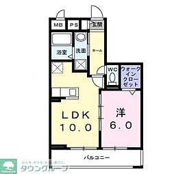フォーリーフ　クローバー 2階1LDKの間取り