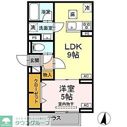 セレスティア中台II 3階1LDKの間取り