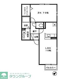 エーデルハイム　AB 1階1LDKの間取り