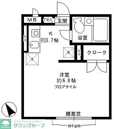 ディアコート東池袋 1階1Kの間取り