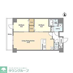 コンフォリア西尾久 7階2LDKの間取り