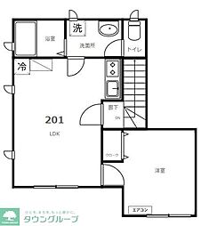 グランド 2階1LDKの間取り