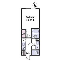 aLATO　OyamaII 2階1Kの間取り
