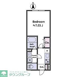 aLATO　OyamaII 2階1Kの間取り