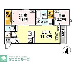 D-PRECIOUS高野台 2LDKの間取図画像
