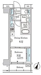 PARKAXIS大塚サウスレジデンス 1DKの間取図画像