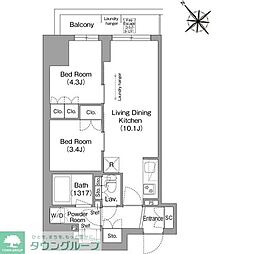 コンフォリア・リヴ東池袋 2LDKの間取図画像