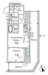 パークアクシス大塚ステーションゲートタワー 1LDKの間取図画像