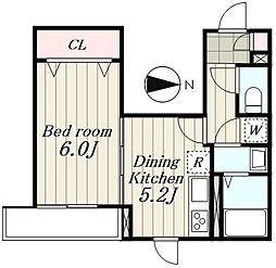 ヴィア・コモド要町 1DKの間取図画像