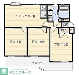 フラワーヒル豊四季 3DKの間取図画像