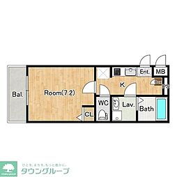 ジーメゾン天王台ウエスト 1階1Kの間取り