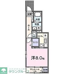 シュラインサイド 1階1Kの間取り