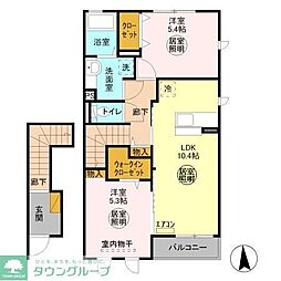 スカイヒル 1階2LDKの間取り
