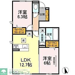 グレイスマチハタ 1階2LDKの間取り