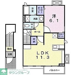 アイ・ライク・ホーム 2階1LDKの間取り