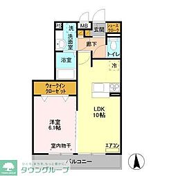 ハピネス　ストーム 2階1LDKの間取り