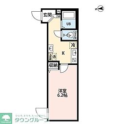 エクセラン松戸II 3階1Kの間取り