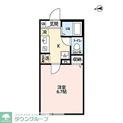 エクセラン松戸II 4階1Kの間取り