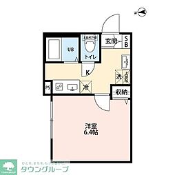 エクセラン松戸II 3階1Kの間取り