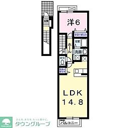 アルカンシエル 2階1LDKの間取り