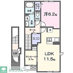 アリアーネ 2階1LDKの間取り