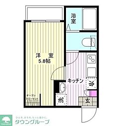 アネックスガーデン馬橋 2階1Kの間取り