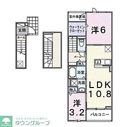 ホグワーツＢ 3階2LDKの間取り