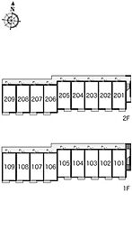 レオネクストムカイハラII 2階1Kの間取り