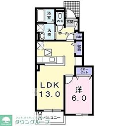 カプチーノ 1階1LDKの間取り
